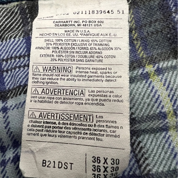 Men’s Jeans Carhartt Flannel Lined Relaxed Rugged Outdoors Made up in USA 36x30 - Picture 8 of 11
